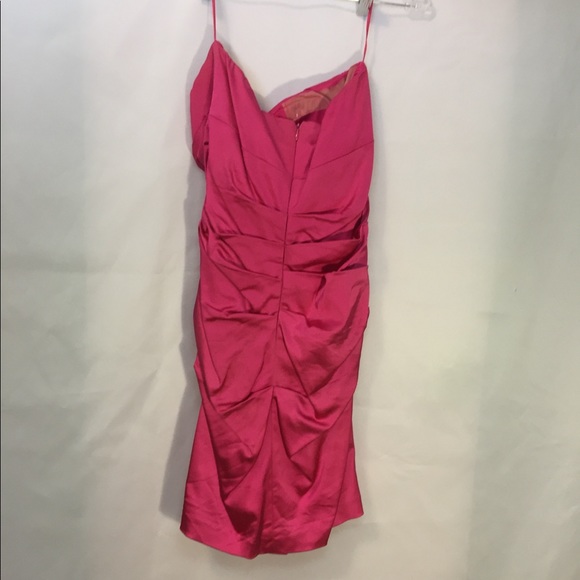Cache 12 strapless hot pink ruched stretch dress - Picture 3 of 4